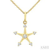 1/10 Ctw Star Round Cut Diamond Petite Fashion Pendant With Chain in 10K Yellow Gold