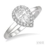 1/10 Ctw Round Cut Diamond Halo Semi-Mount Engagement Ring in 14K White Gold
