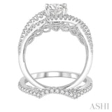 1 ctw Diamond Wedding Set With 3/4 ctw Entwined Round Cut Diamond Engagement Ring and 1/5 ctw Wedding Band in 14K White Gold