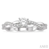 1/3 ctw Round Center Diamond Twisted Ladies Engagement Ring with 1/4 Ct Round Cut Center Stone in 14K White Gold
