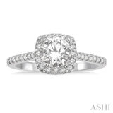 3/8 ctw Diamond Ladies Engagement Ring with 1/4 Ct Round Cut Center Stone in 14K White Gold