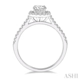 3/8 ctw Diamond Ladies Engagement Ring with 1/4 Ct Round Cut Center Stone in 14K White Gold