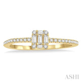 1/4 ctw Cushion Shape Petite Baguette and Round Cut Diamond Fashion Promise Ring in 10K Yellow Gold