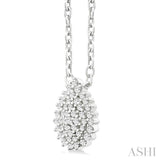 1/6 ctw Petite Pear Shape Round Cut Diamond Cluster Fashion Pendant With Chain in 10K White Gold