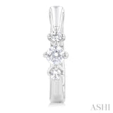 1/4 Ctw Three Stone Round Cut Diamond Hoop Earrings in 10K White Gold