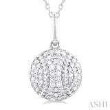 1/5 Ctw Petite Baseball Round Cut Diamond Fashion Pendant With Chain in 10K White Gold