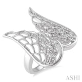 1/20 ctw Round Cut Diamond Angel Wing Ring in Sterling Silver