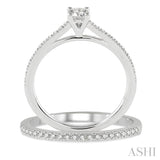 5/8 ctw Diamond Wedding Set with 1/2 ctw Round Cut Engagement Ring and 1/10 ctw Wedding Band in 14K White Gold
