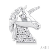1/10 ctw Petite Unicorn Round Cut Diamond Cut Fashion Stud Earring in 10K White Gold