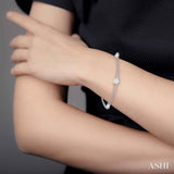 1/2 ctw Round Cut Diamond Lovebright Double Link Chain Bracelet in 14K White Gold