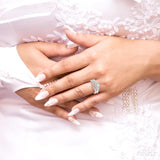 1/2 ctw Diamond Wedding Set with 1/2 ctw Round Cut Engagement Ring and 1/10 ctw Wedding Band in 14K White Gold