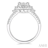 1 1/10 ctw Lovebright Round Cut Diamond Engagement Ring in 14K White Gold