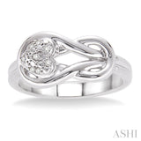 1/50 ctw Heart Shape Single Cut Diamond Fashion Ring in Sterling Silver