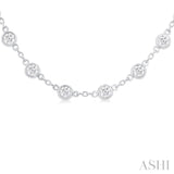 4 Ctw Bezel Set Round Cut Diamond Station Necklace in 14K White Gold