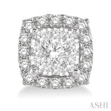 1/3 Ctw Cushion Shape Lovebright Round Cut Diamond Stud Earrings in 14K White Gold