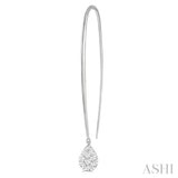 1/3 Ctw Pear Shape Dangler Lovebright Round Cut Diamond Earring in 14K White Gold