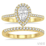 3/4 ctw Diamond Bridal Set with 5/8 ctw Pear Cut Engagement Ring and 1/6 ctw Wedding Band in 14K Yellow Gold