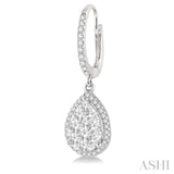 3/4 Ctw Pear Shape Diamond Lovebright Earrings in 14K White Gold