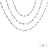 15 Ctw Bezel Set Round Cut Diamond Layered 60-Inch Necklace in 14K White Gold