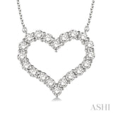 1/2 Ctw Round Cut Diamond Heart Pendant With Chain in 14K white Gold