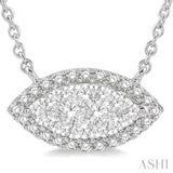 1/3 Ctw Marquise Shape Round Cut Diamond Lovebright Pendant With Chain in 14K White Gold