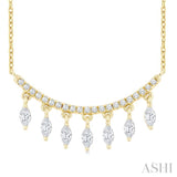1/2 Ctw Marquise and Round Cut Diamond Chandelier Necklace in 14K Yellow Gold