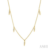 1/10 Ctw Spearhead Mount Round Cut Diamond Station Necklace in 14K Yellow Gold