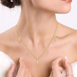 1/10 Ctw Spearhead Mount Round Cut Diamond Station Necklace in 14K Yellow Gold