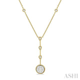 5/8 Ctw Circular Mount & Bar Extension Round Cut Diamond Lovebright Necklace in 14K Yellow and White Gold