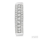 1/2 Ctw Channel Set Round Cut Diamond Hoop Earring in 14K White Gold