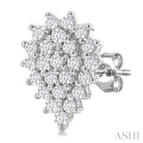 1/5 Ctw Petite Pear Shape Round Cut Diamond Cluster Fashion Stud Earring in 10K White Gold