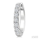 2 Ctw Round Cut Diamond Hoop Earrings in 14K White gold