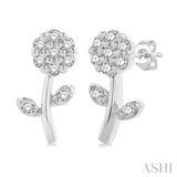 1/6 Ctw Petite Floral Round Cut Diamond Fashion Stud Earring in 10K White Gold