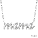 1/5 Ctw 'mama' Script Round Cut Diamond Necklace in 10K White Gold