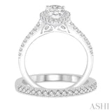 3/4 ctw Diamond Bridal Set with 5/8 ctw Pear Cut Engagement Ring and 1/6 ctw Wedding Band in 14K White Gold