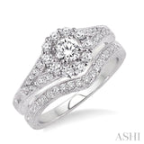 3/4 ctw Diamond Wedding Set with 5/8 ctw Round Cut Engagement Ring and 1/6 ctw Wedding Band in 14K White Gold