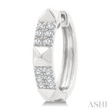 1/4 Ctw Round Cut Diamond Pyramid Huggie Earrings in 10K White Gold