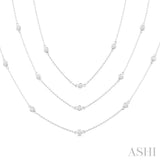 2 Ctw Bezel Set Round Cut Diamond Long Station Necklace in 14K White Gold