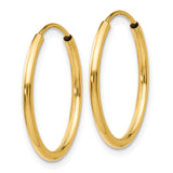 14k 1.5x17mm Polished Round Endless Tube Hoop Earrings