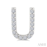 1/10 Ctw Initial 'U' Single Cut Diamond Earrings in 10K White Gold
