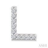 1/10 Ctw Initial 'L' Single Cut Diamond Earrings in 10K White Gold