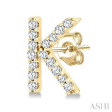 1/10 Ctw Initial 'K' Single Cut Diamond Earrings in 10K Yellow Gold