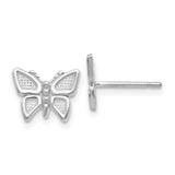 14k White Gold Polished Butterfly Post Earrings