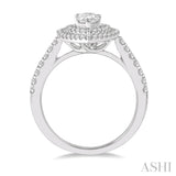 1/2 Ctw Pear Shape Engagement Ring with 1/4 Ct Pear Cut Center Stone in 14K White Gold