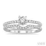 1/2 Ctw Diamond Wedding Set with 1/3 Ctw Round Cut Engagement Ring and 1/8 Ctw Wedding Band in 14K White Gold
