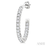 1/6 Ctw French Pave Set Round Cut Diamond Fashion Half Hoop Earring in 14K White Gold