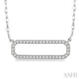 1/6 Ctw Round Cut Diamond Rounded Rectangle Pendant With Chain in 10K White Gold