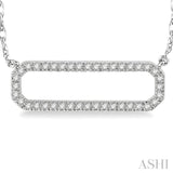 1/6 Ctw Round Cut Diamond Rounded Rectangle Pendant With Chain in 10K White Gold