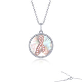 Mother Of Pearl Pink Ribbon Necklace