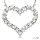 3/4 Ctw Round Cut Diamond Heart Pendant With Chain in 14K white Gold